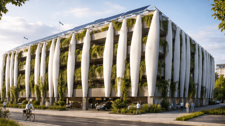 Sweden turns retired wind turbine blades into a striking multi-story parking garage